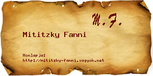 Mititzky Fanni névjegykártya