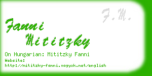 fanni mititzky business card